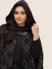 Plaid Buckle Detail Hooded Cape Kimono sold by Bloomchic