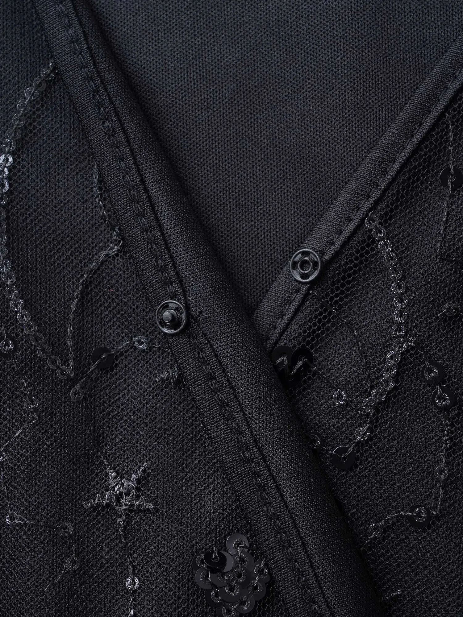 Overlap Collar Star Sequin Mesh Embroidered T-shirt sold by Bloomchic product image thumbnail 5