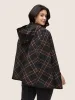 Plaid Buckle Detail Hooded Cape Kimono sold by Bloomchic