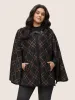 Plaid Buckle Detail Hooded Cape Kimono sold by Bloomchic