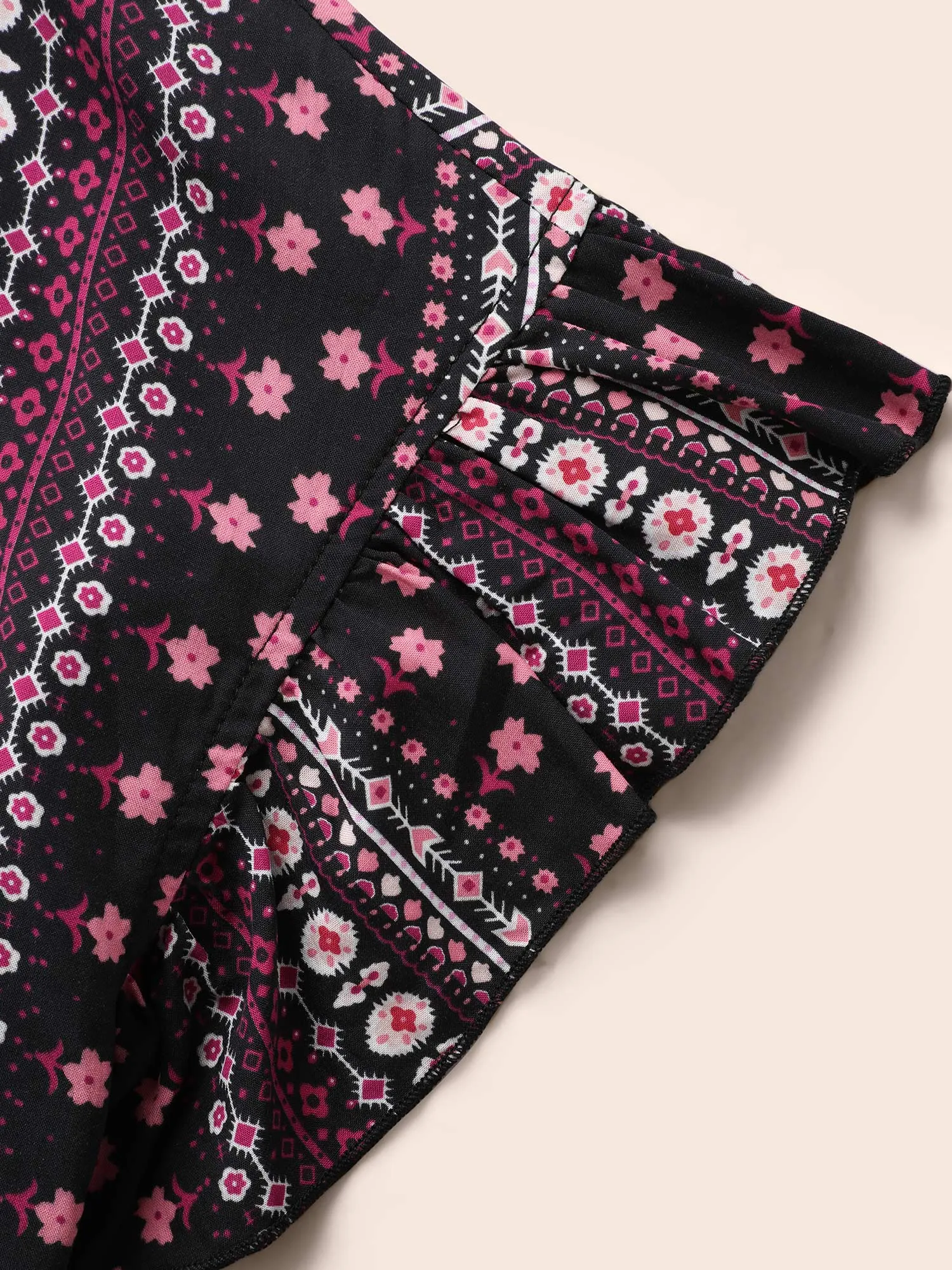 Bandana Print Pocket V Neck Ruffle Sleeve Dress sold by Bloomchic product image thumbnail 5