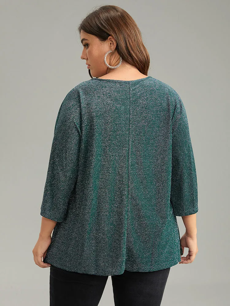 Glitter Keyhole Batwing Sleeve Blouse sold by Bloomchic product image thumbnail 3