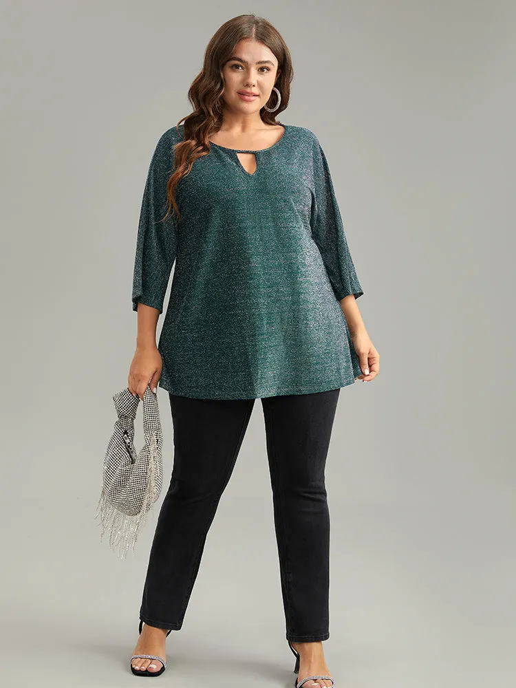 Glitter Keyhole Batwing Sleeve Blouse sold by Bloomchic product image thumbnail 4