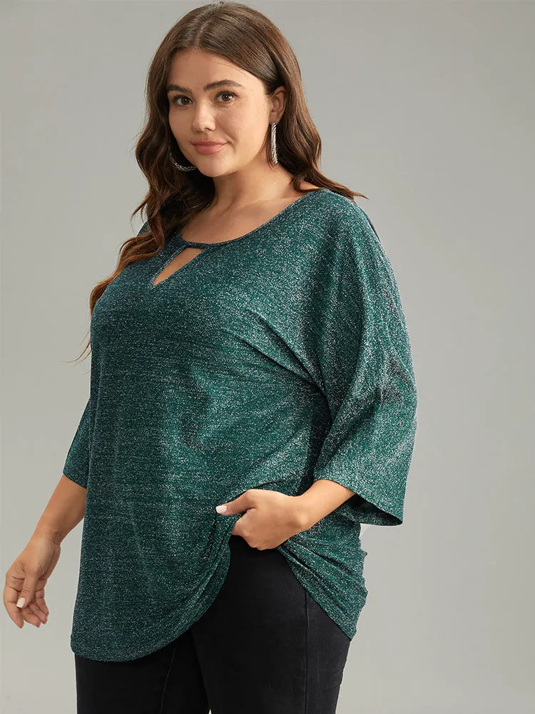 Glitter Keyhole Batwing Sleeve Blouse sold by Bloomchic product image thumbnail 2