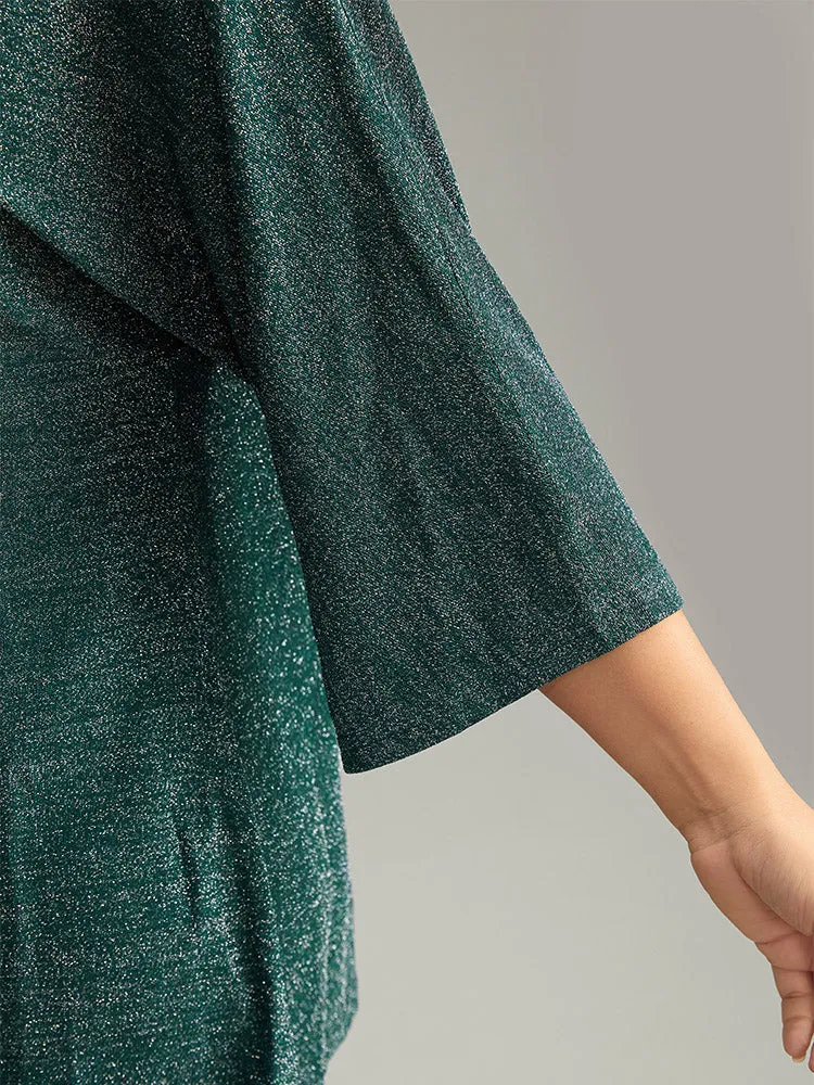 Glitter Keyhole Batwing Sleeve Blouse sold by Bloomchic product image thumbnail 5