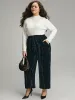 Velvet Elastic Waist Pocket Straight Leg Pants sold by Bloomchic