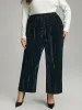 Velvet Elastic Waist Pocket Straight Leg Pants sold by Bloomchic