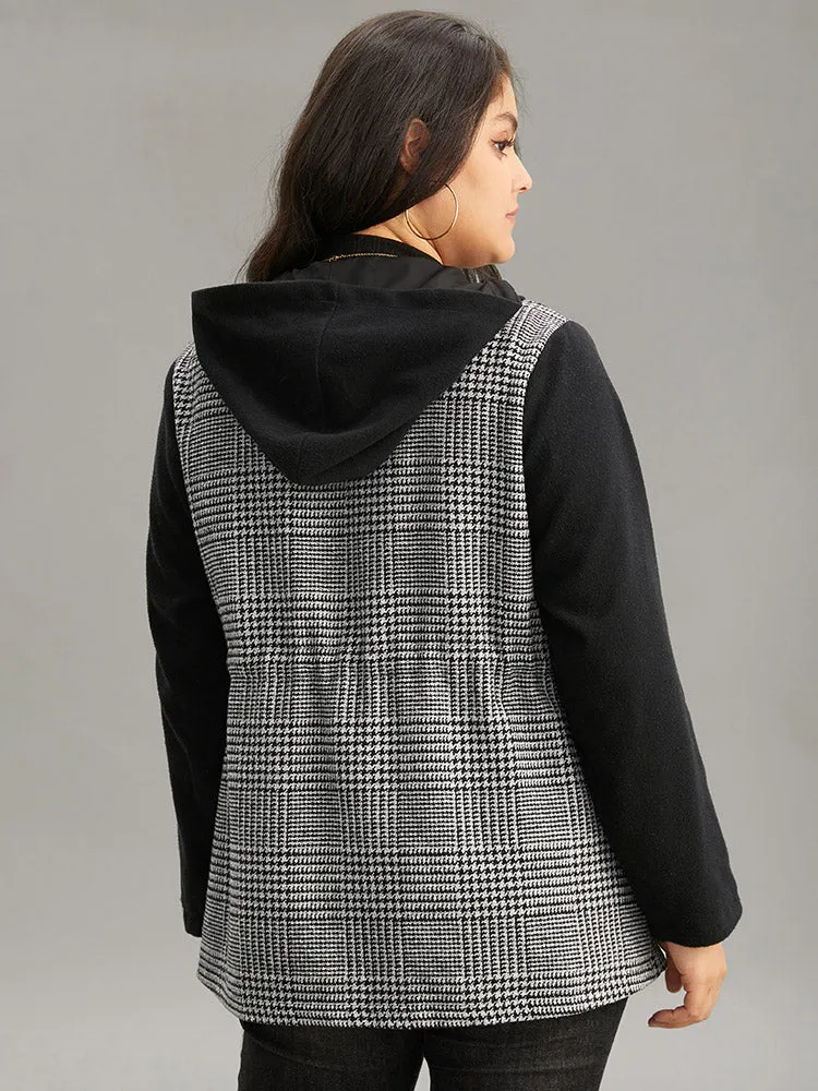 Houndstooth Patchwork Zipper Drawstring Coat sold by Bloomchic product image thumbnail 2