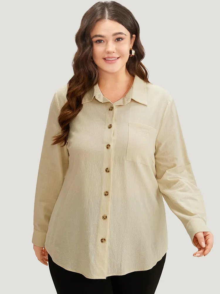 Plain Button Through Curved Hem Blouse sold by Bloomchic