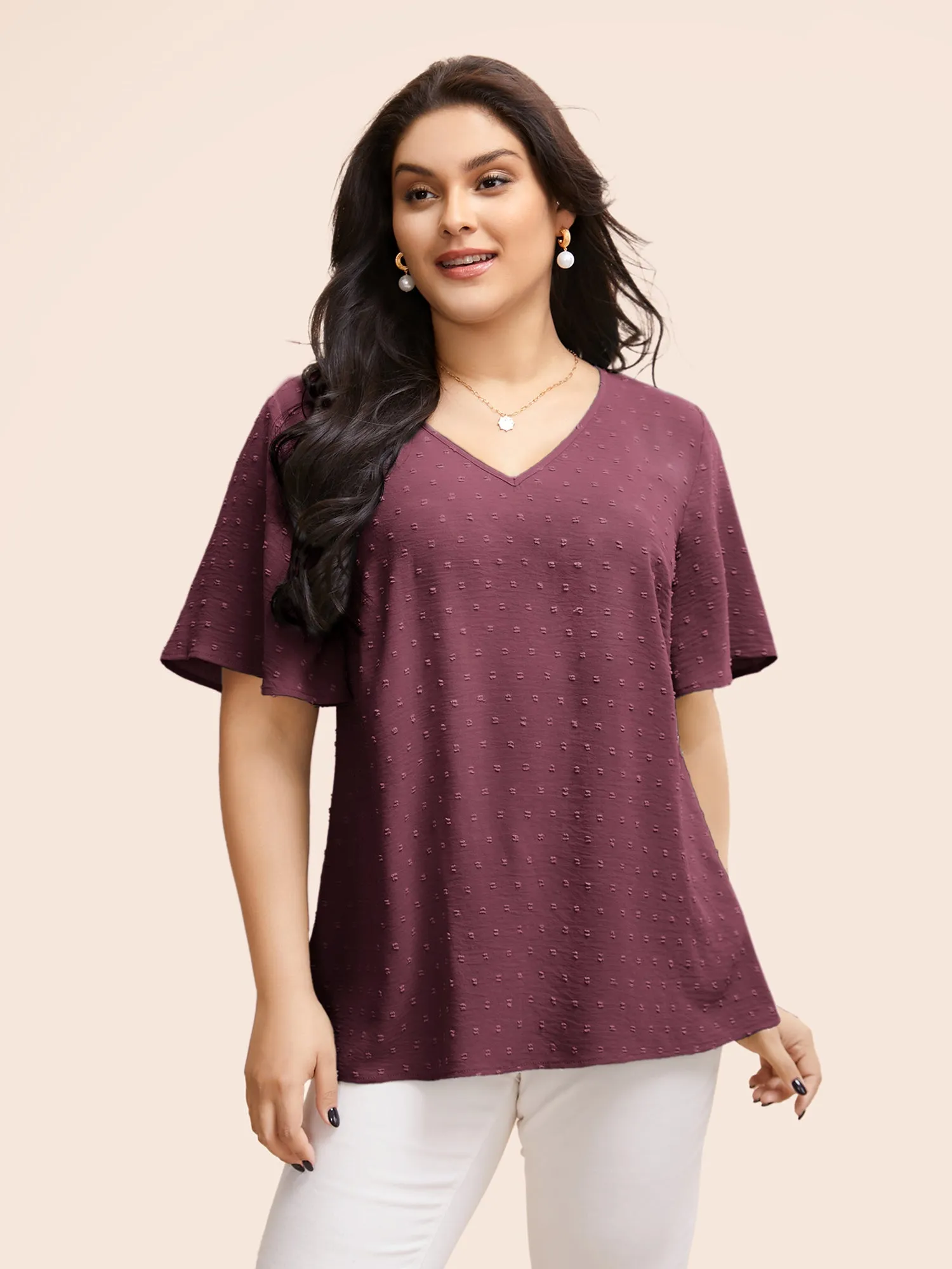 Polka Dot Lace Sleeve Blouse sold by Bloomchic