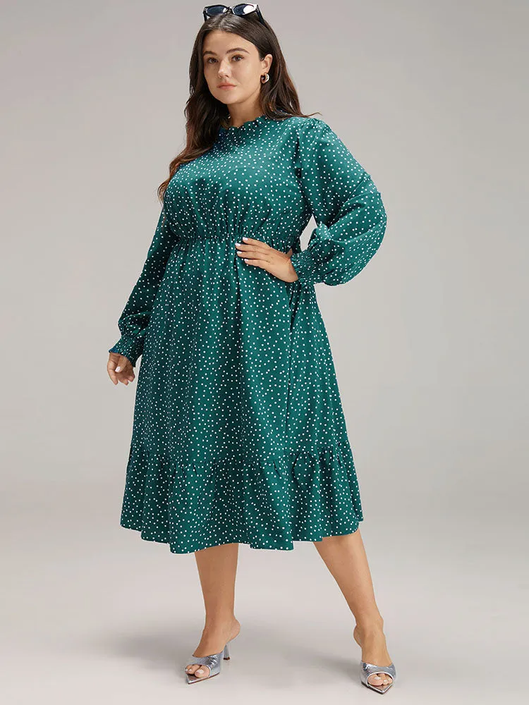 Polka Dot Mock Neck Shirred Dress sold by Bloomchic product image thumbnail 4