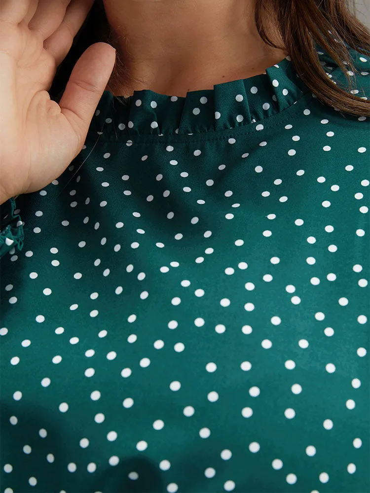 Polka Dot Mock Neck Shirred Dress sold by Bloomchic product image thumbnail 5