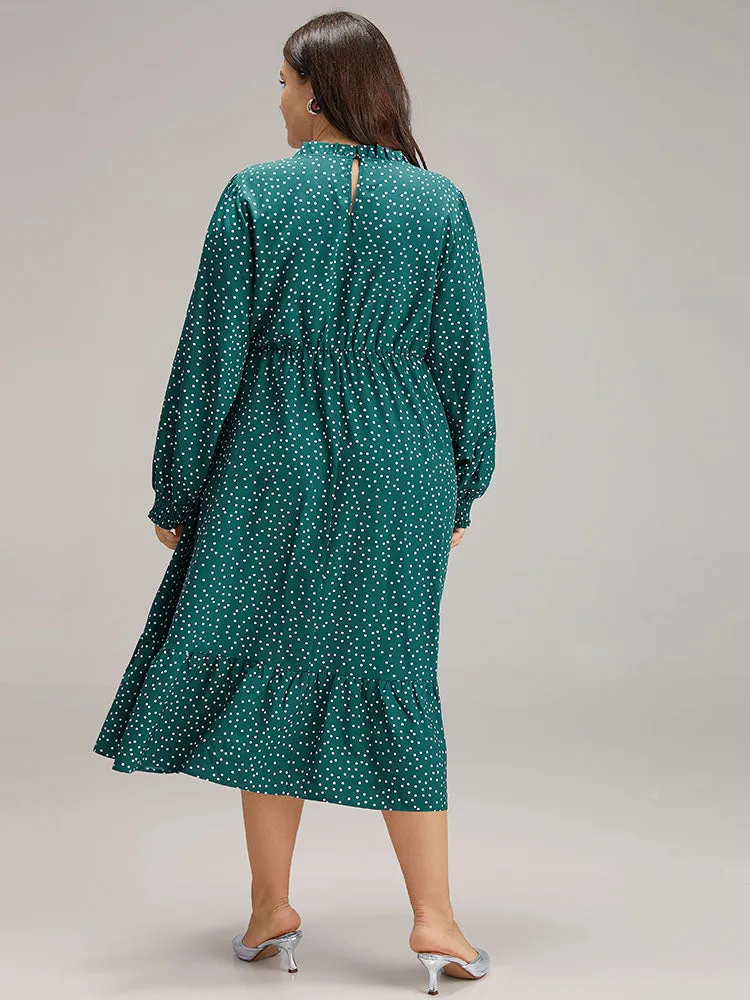 Polka Dot Mock Neck Shirred Dress sold by Bloomchic product image thumbnail 3