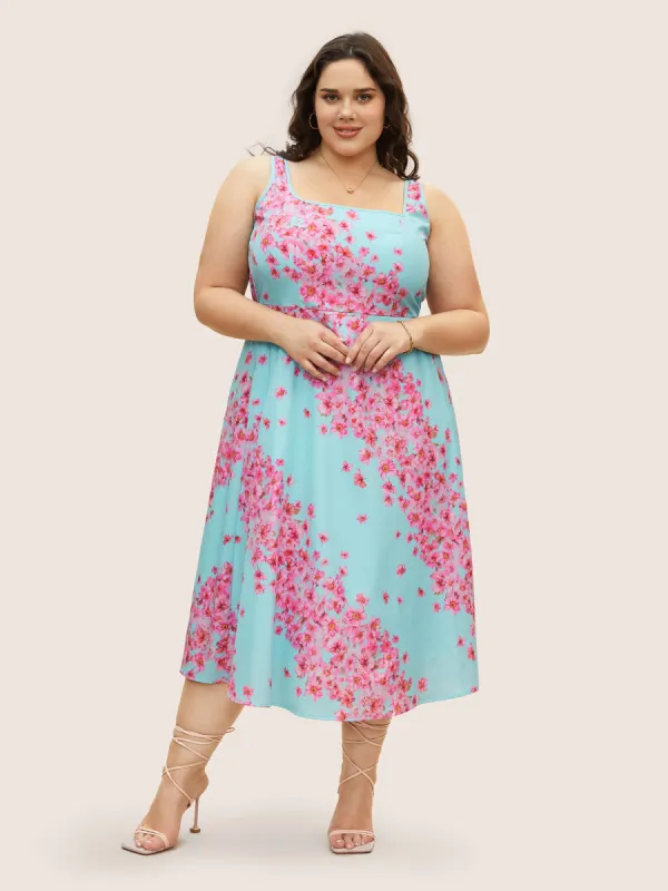 Boho Print Square Neck Elastic Waist Dress sold by Bloomchic