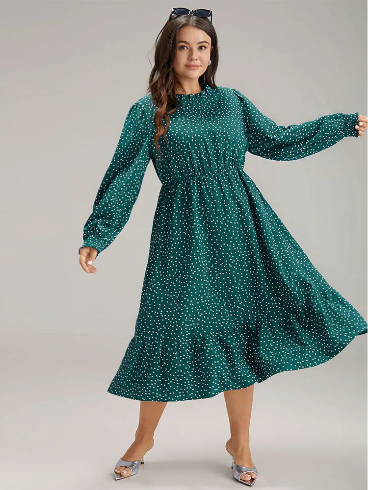 Polka Dot Mock Neck Shirred Dress sold by Bloomchic product image thumbnail 2