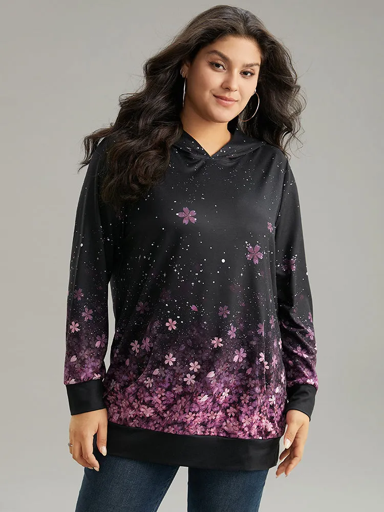 Floral Hooded Kangaroo Pocket Sweatshirt sold by Bloomchic product image thumbnail 5