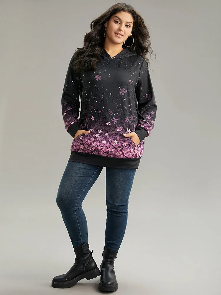 Floral Hooded Kangaroo Pocket Sweatshirt sold by Bloomchic product image thumbnail 4
