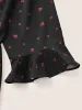 Heart Print Flutter Sleeve Elastic Waist Blouse sold by Bloomchic