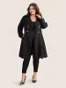 Plain Double Breasted Belted Laser Cut Coat sold by Bloomchic