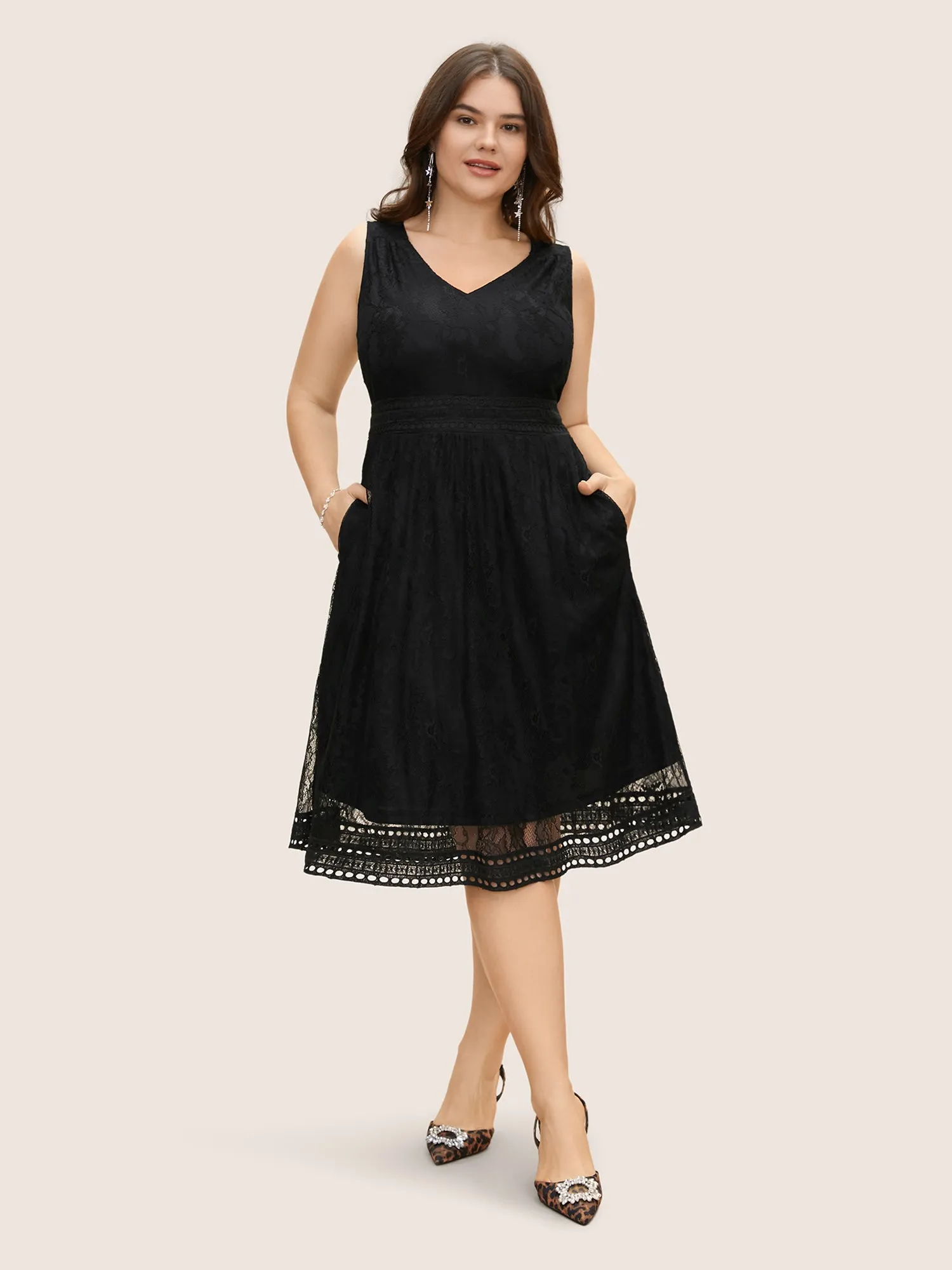 Crochet Lace Mesh Pocket Tank Dress sold by Bloomchic