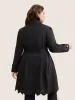 Plain Double Breasted Belted Laser Cut Coat sold by Bloomchic