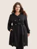 Plain Double Breasted Belted Laser Cut Coat sold by Bloomchic