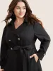 Plain Double Breasted Belted Laser Cut Coat sold by Bloomchic