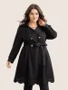 Plain Double Breasted Belted Laser Cut Coat sold by Bloomchic