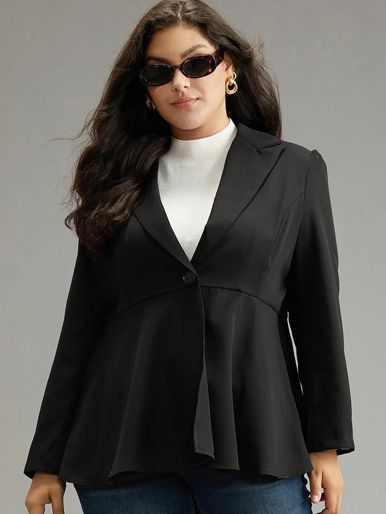 Plain Button Up Ruffles Blazer sold by Bloomchic