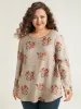 Floral Print Crew Neck Heather T-shirt sold by Bloomchic