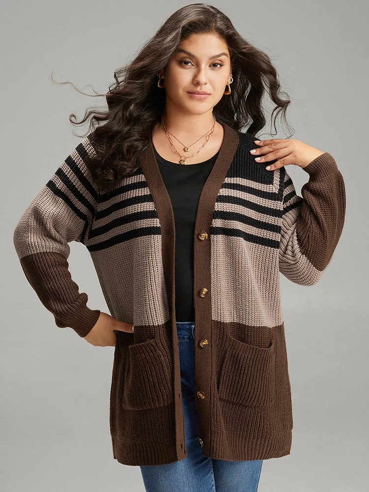 Striped Colorblock Patched Pocket Cardigan sold by Bloomchic product image thumbnail 3