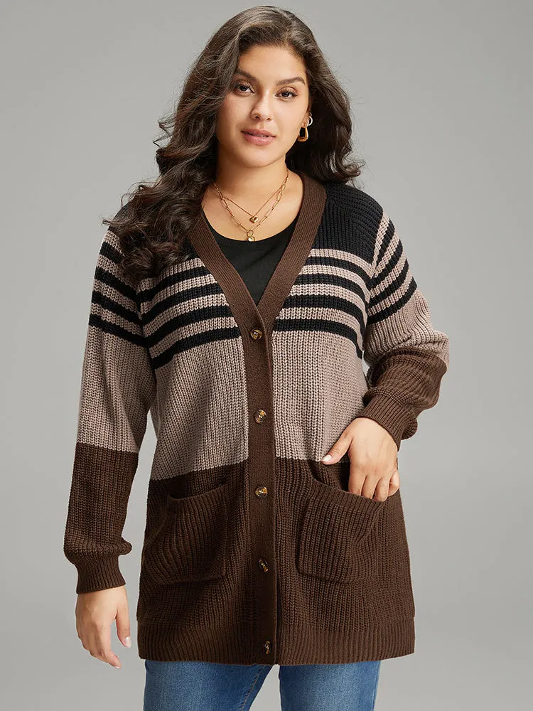 Striped Colorblock Patched Pocket Cardigan sold by Bloomchic product image thumbnail 4