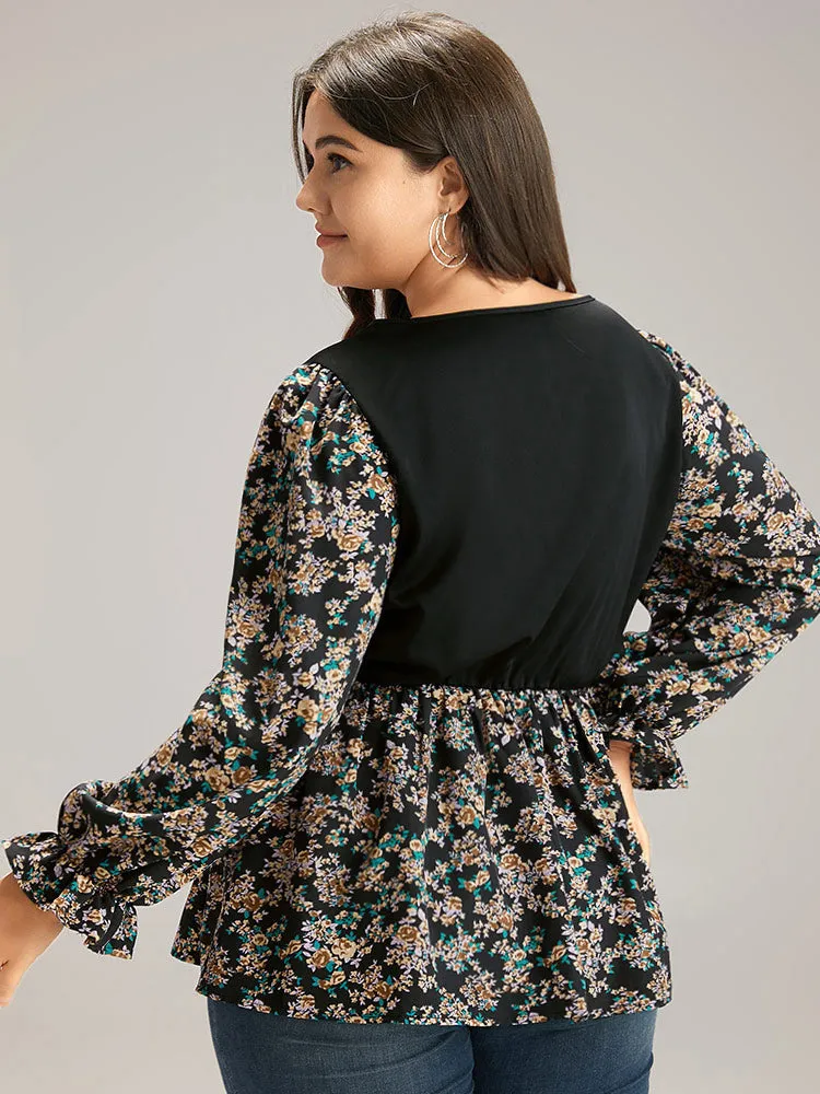 Ditsy Floral Patchwork Elastic Waist Blouse sold by Bloomchic product image thumbnail 5