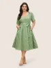 Ditsy Floral Elastic Waist Belted Scoop Neck Dress sold by Bloomchic