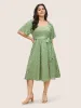 Ditsy Floral Elastic Waist Belted Scoop Neck Dress sold by Bloomchic