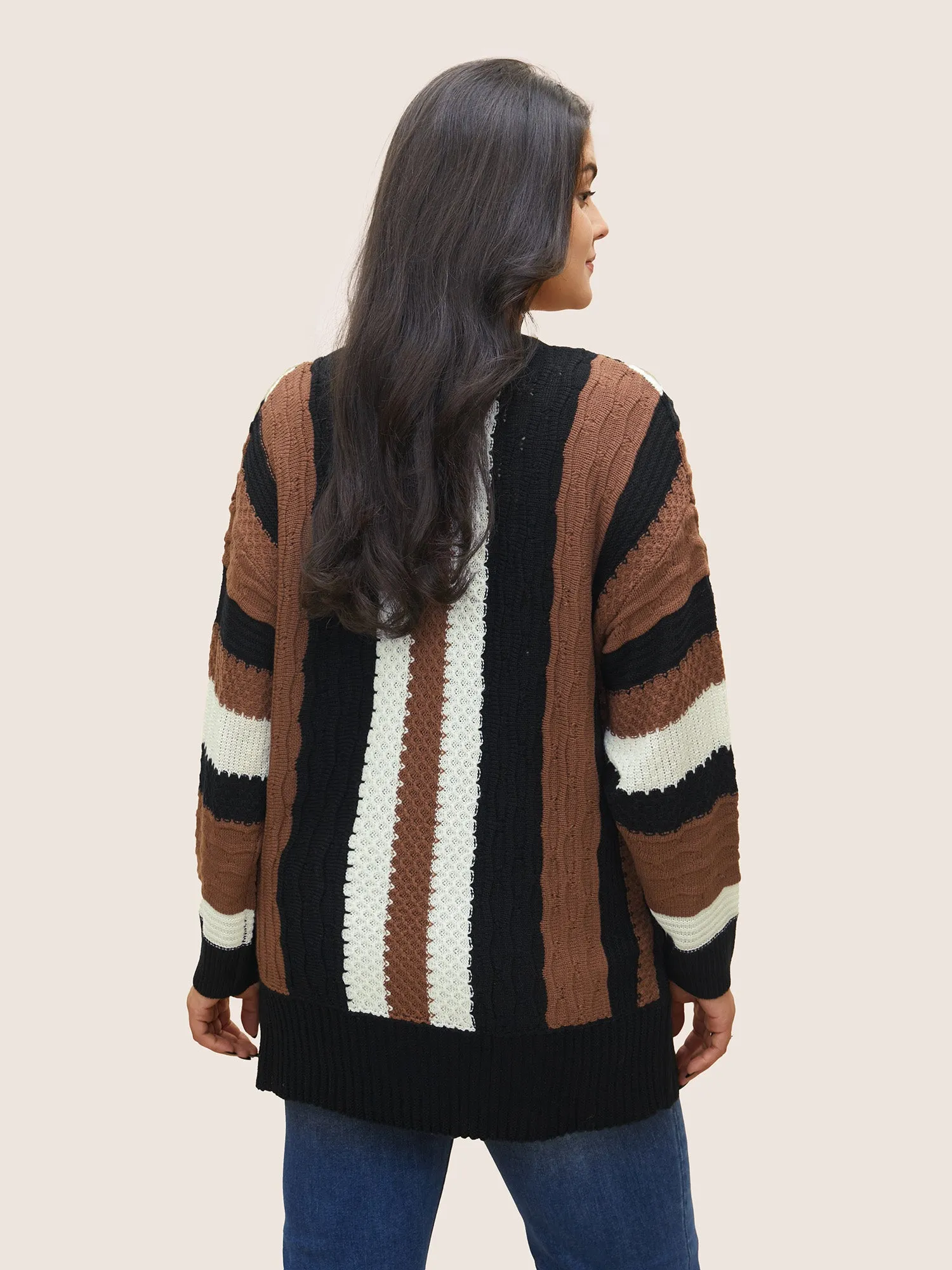 Contrast Colorblock Wrap Deep V Neck Pullover sold by Bloomchic product image thumbnail 2