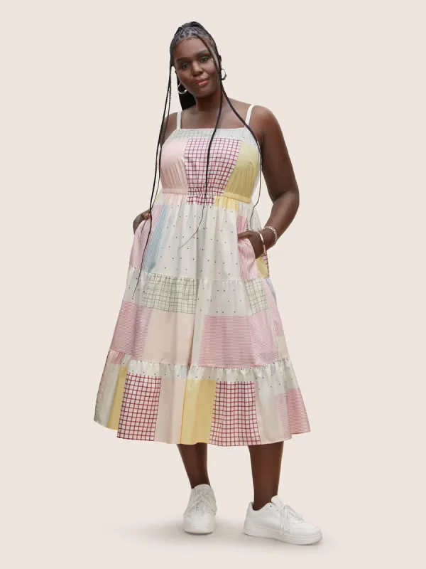 Colorblock Contrast Elastic Waist Cami Dress sold by Bloomchic