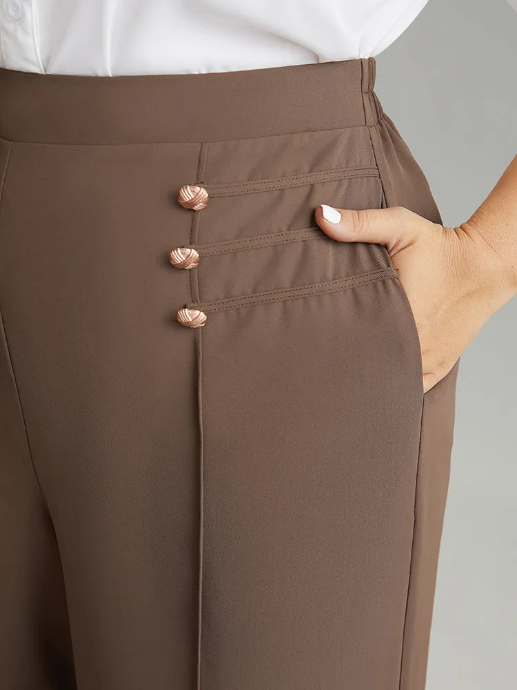 Static-Free Button Detail Seam Detail Elastic Waist Pants sold by Bloomchic product image thumbnail 5