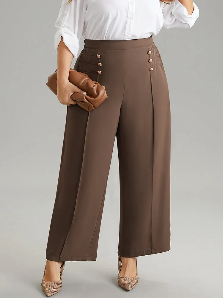 Static-Free Button Detail Seam Detail Elastic Waist Pants sold by Bloomchic product image thumbnail 3