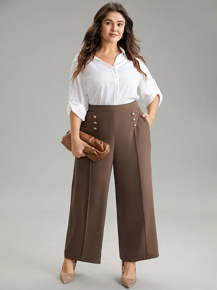 Static-Free Button Detail Seam Detail Elastic Waist Pants sold by Bloomchic product image thumbnail 4