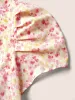 Floral Bishop Sleeve Pleated Split Front Dress sold by Bloomchic