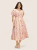 Floral Bishop Sleeve Pleated Split Front Dress sold by Bloomchic