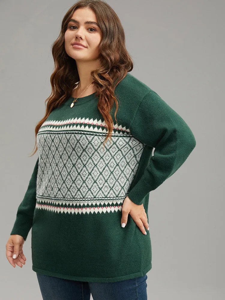 Supersoft Essentials Round Neck Geometric Pullover sold by Bloomchic