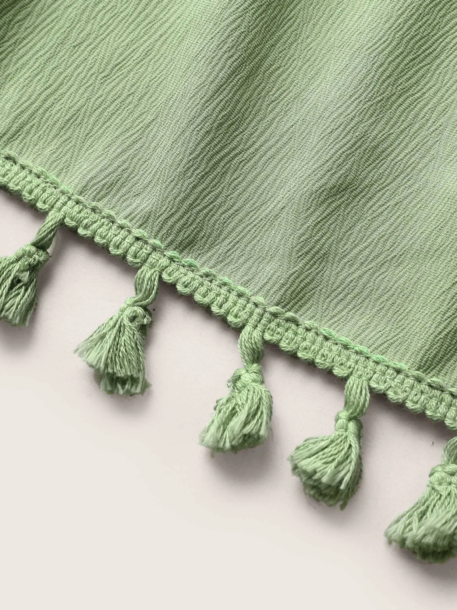 Solid Ruffle Layered Hem Tassel Trim Dress sold by Bloomchic product image thumbnail 5