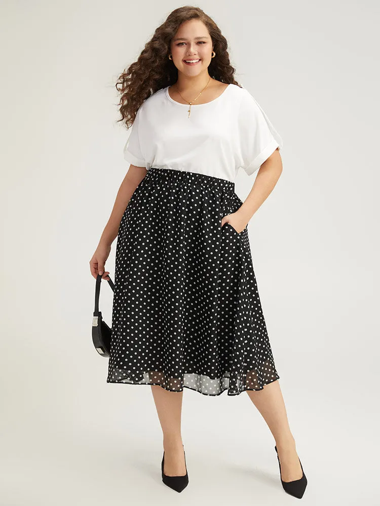 Polka Dot Pocket Mesh Elastic Waist Skirt sold by Bloomchic product image thumbnail 4