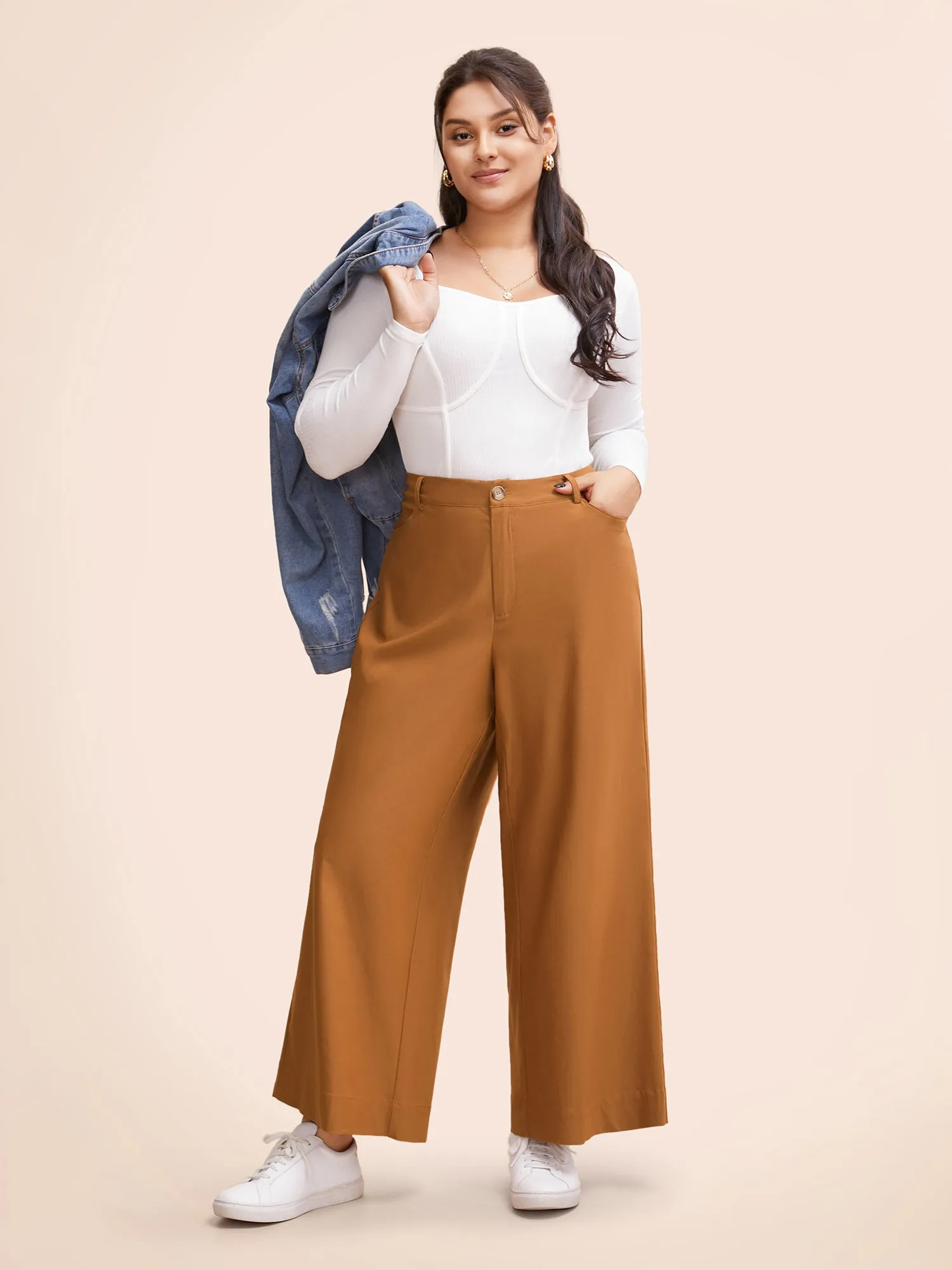 Medium Stretch Wide Leg Elastic Waist Pants sold by Bloomchic