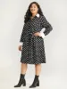 Halloween Polka Dot Shirt Collar Button Up Belted Dress sold by Bloomchic
