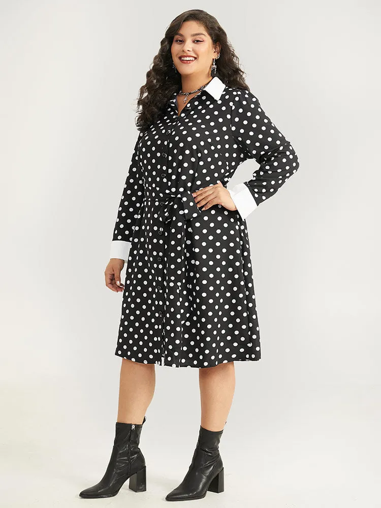 Halloween Polka Dot Shirt Collar Button Up Belted Dress sold by Bloomchic product image thumbnail 3