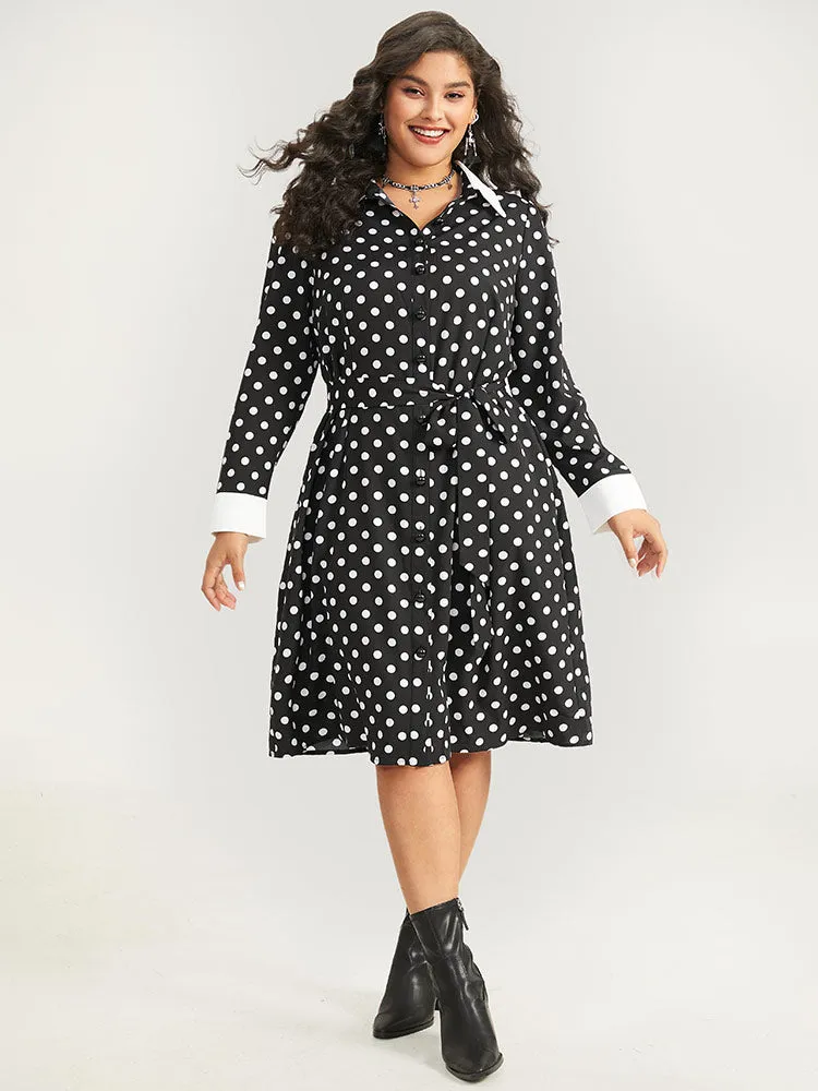 Halloween Polka Dot Shirt Collar Button Up Belted Dress sold by Bloomchic product image thumbnail 4