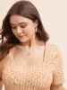 Square Neck Heather Textured T-shirt sold by Bloomchic
